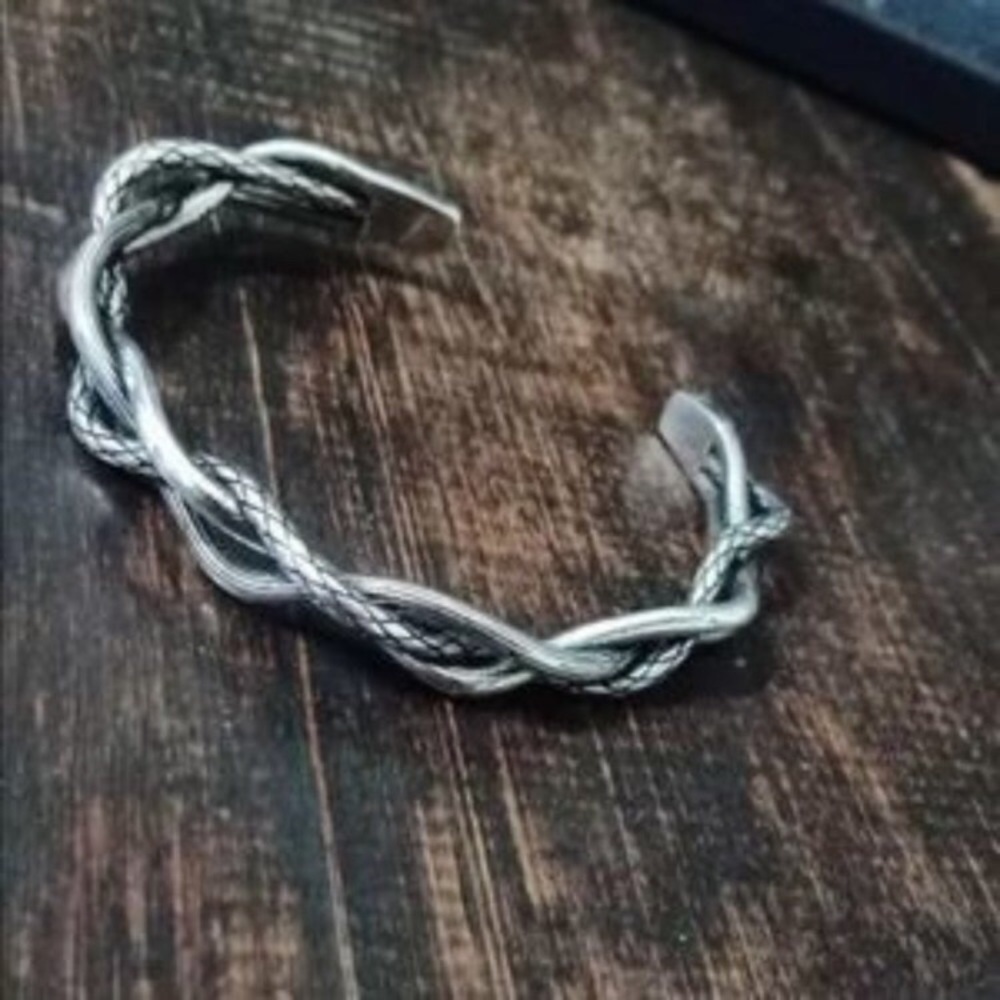 NEW 925 Sterling Silver Mens Woven Twist Bracelet